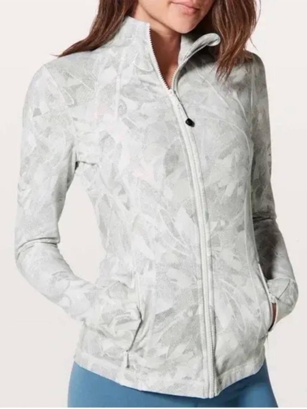 Lululemon Define Jacket Jasmine White Multi Size 6 EUC Gym Yoga